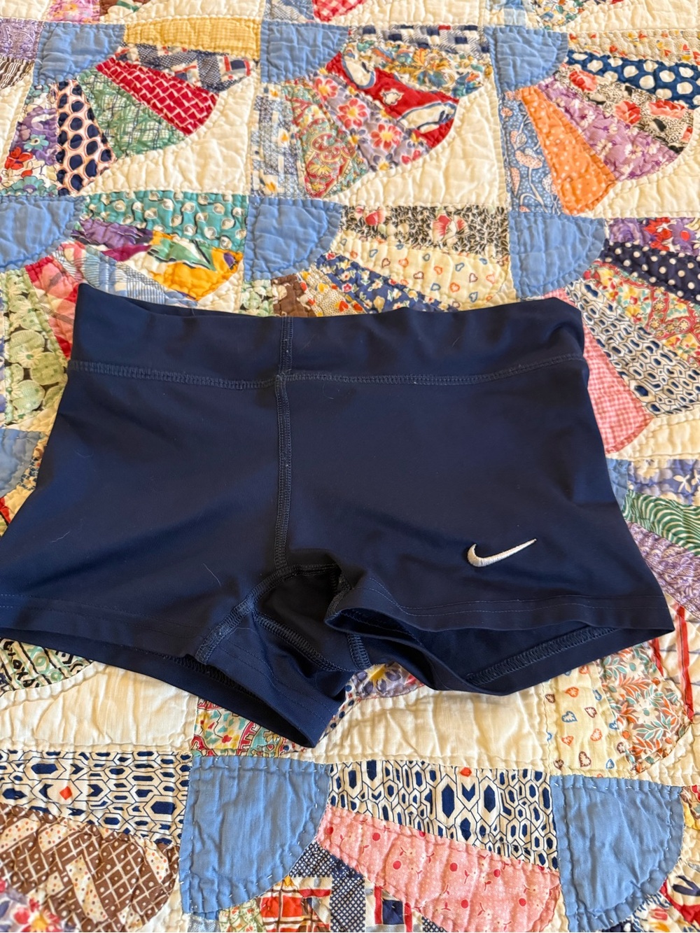 Nike Navy Blue Girls' Athletic Bike Shorts with White Swoosh